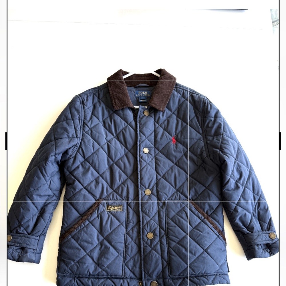 Polo by Ralph Lauren Kids Quilted Jacket Corduroy Collar - Navy Blue - Size 7